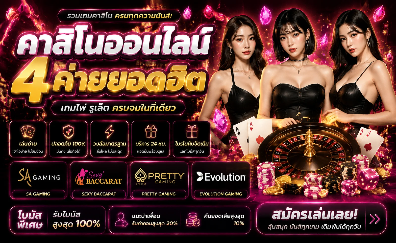 โต๊ะคาสิโนสด BK168 บาคาร่ารูเล็ตเสือมังกรถ่ายทอดสด